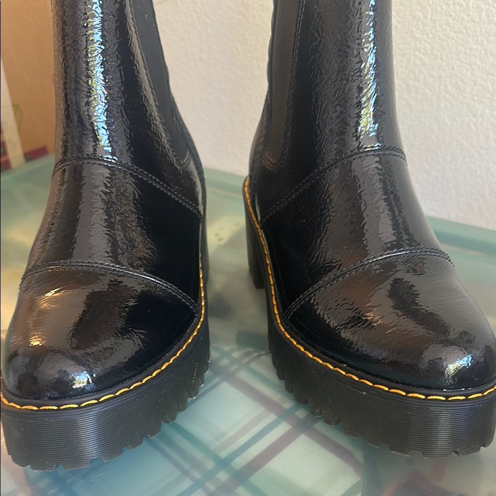 Dr. Martens Black Heeled Boots with Glossy Finish